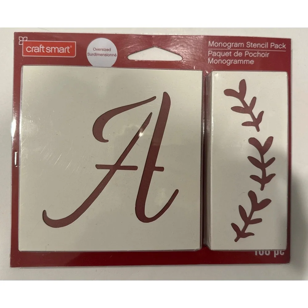 Craft smart Oversized Monogram Stencil Pack 108 Pcs. Upper Lower Case Surrounds